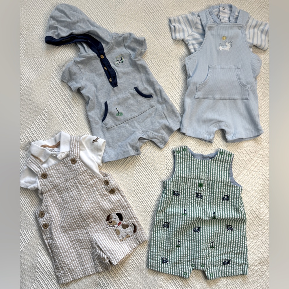 Four Little Me outfits - golf/puppies - 3mo
